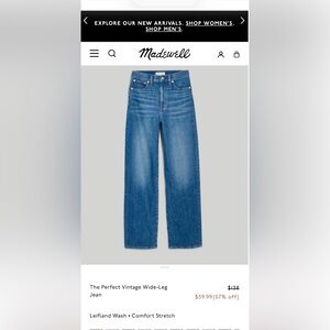 Madewell wide leg jean